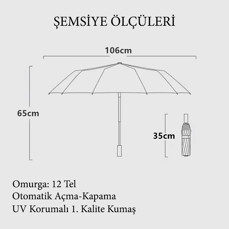 Ahşap Saplı 12 Tel Şemsiye - 7